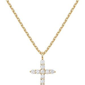 Homemade 14k Gold Plated Cubic Cross Necklace For Women | Faith Pendant Necklace